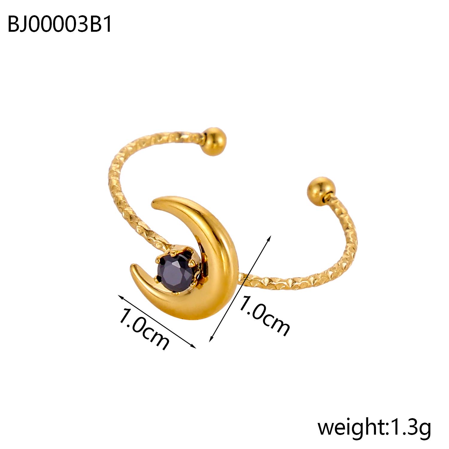 

CARLIDANA New Design Stainless Steel Gold Plated Finger Rings Opening Adjustable Colorful Zircon Moon Rings for Women Girls resizable