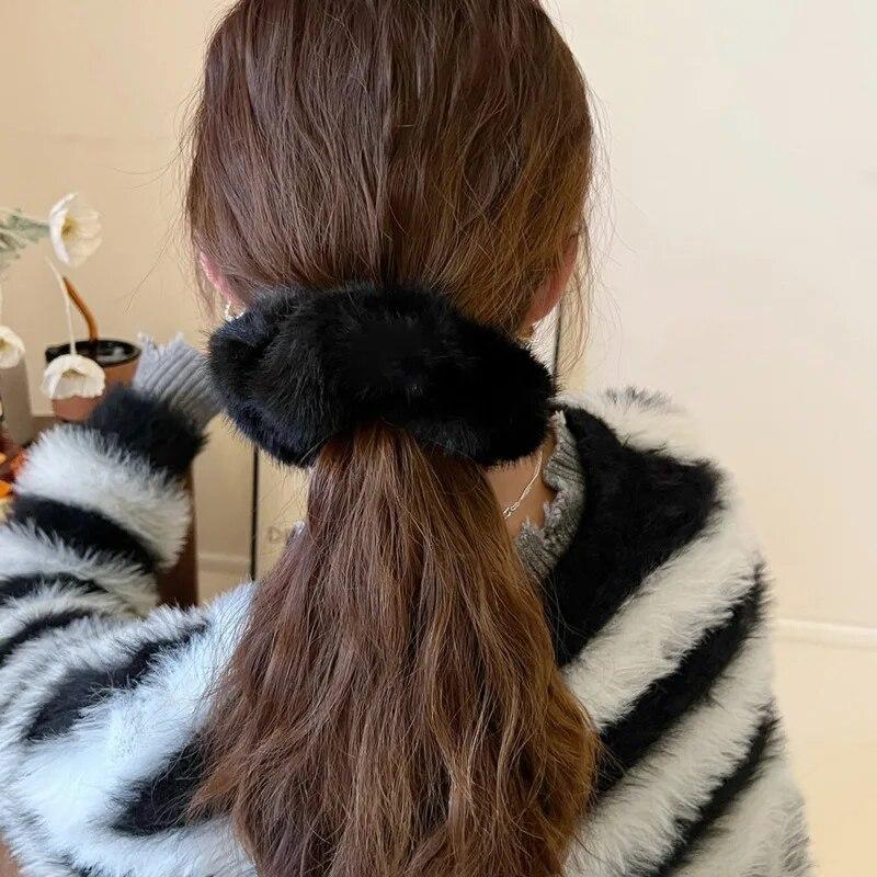 Winter Soft Hair Scrunchies For Women Plush Elastic Hair Band Multicolor Rubber Bands Ponytail Holder Headband Hair Accessories