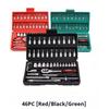 Auto Repair Sleeve Combination Toolbox Ratchet Wrench Batch Combination Screwdriver Set 46-piece Set
