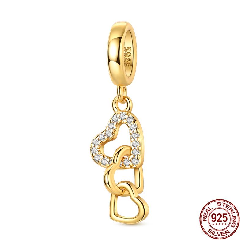 New In Original Charms Copper Two-Tone Dog Bone Paw Print Charms Beads Fits 3Mm Original Bracelet For Women Diy Jewelry Gift