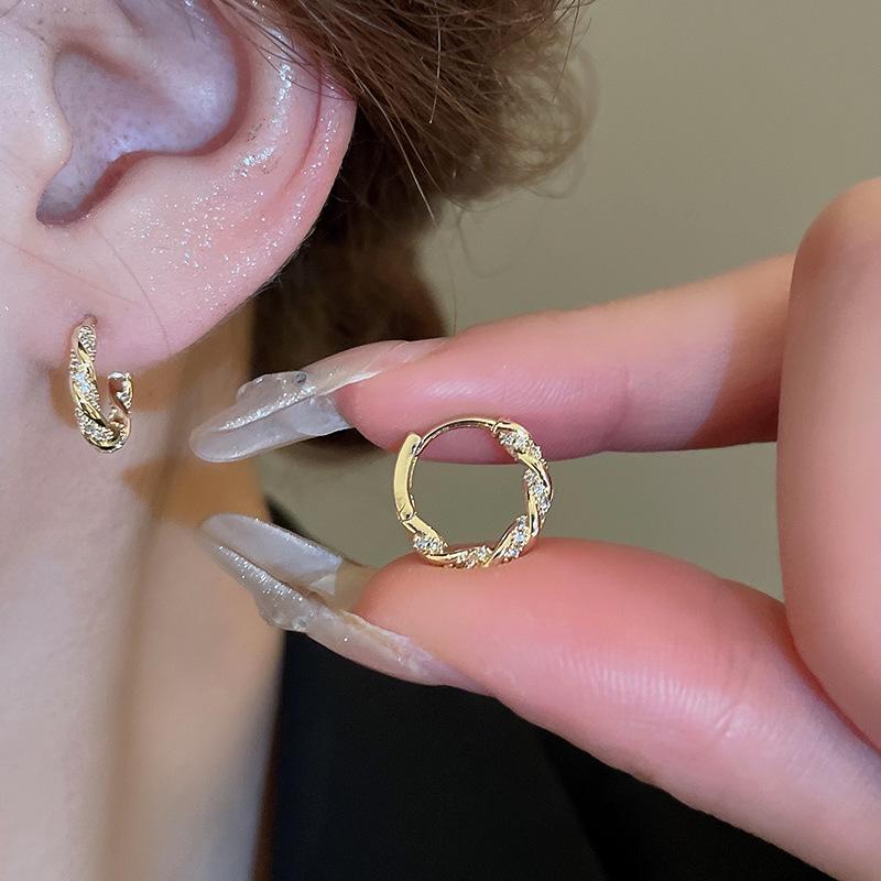Gold-Plated Zircon Geometric Ear Cuff Earrings for Women