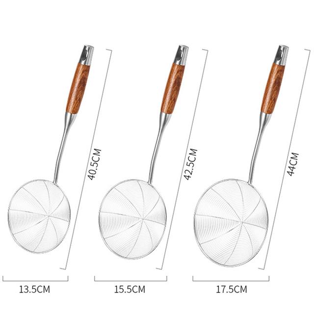 304 Edelstahl Spinnen-Schaumlöffel für Kochen und Frittieren, Draht-Nudelsieb mit Holzgriff - Küchenutensilien