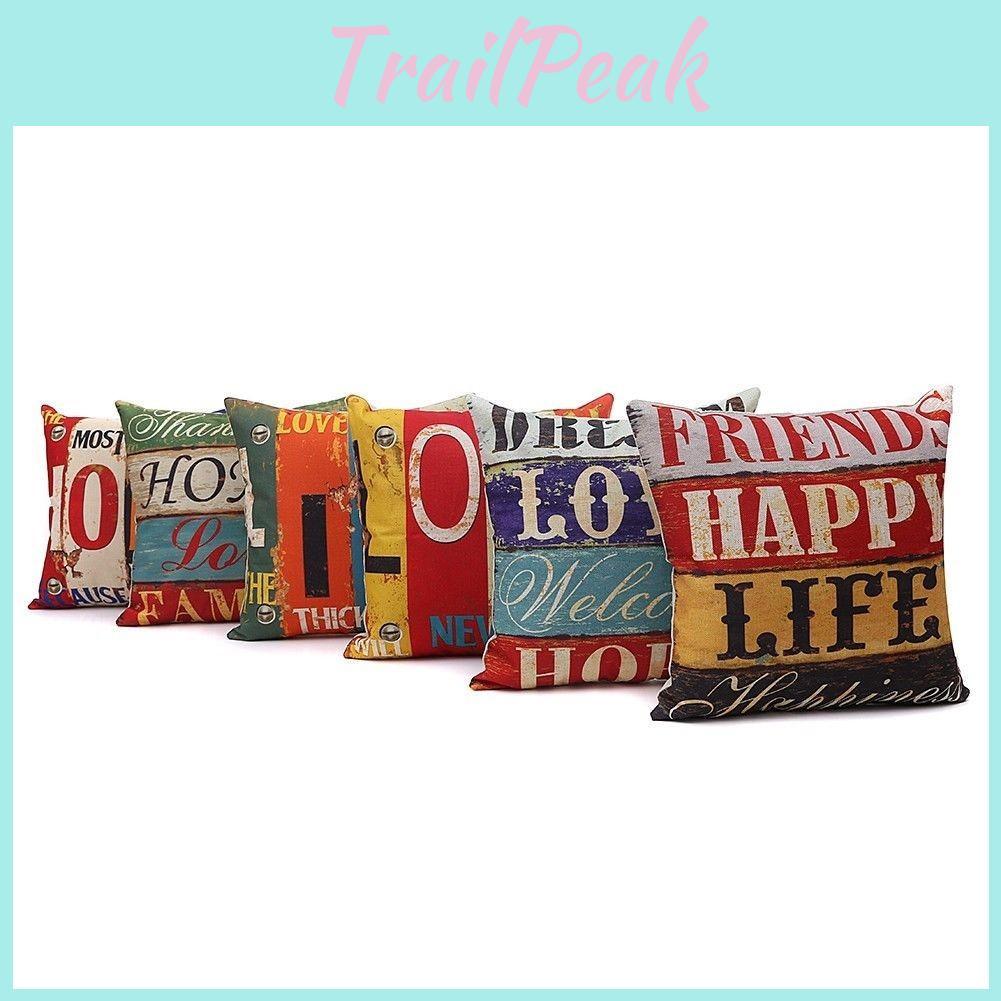 Premium Housse De Coussin Carr Coton Imprim Lettres Rtro Mlang For Timeless Elegance