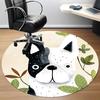 1pc Bulldog Leaves Office Round Area Rug, Indoor Mat Suitable ForOffice, Under Office Chairs Bedroom Living Room Home Decor, Room Deco, D071