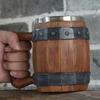 Viking Drinking German Large Wooden Barrel Beer Mug Stainless Steel Barrel Beer Cup Wine Water Glass Large Capacity
