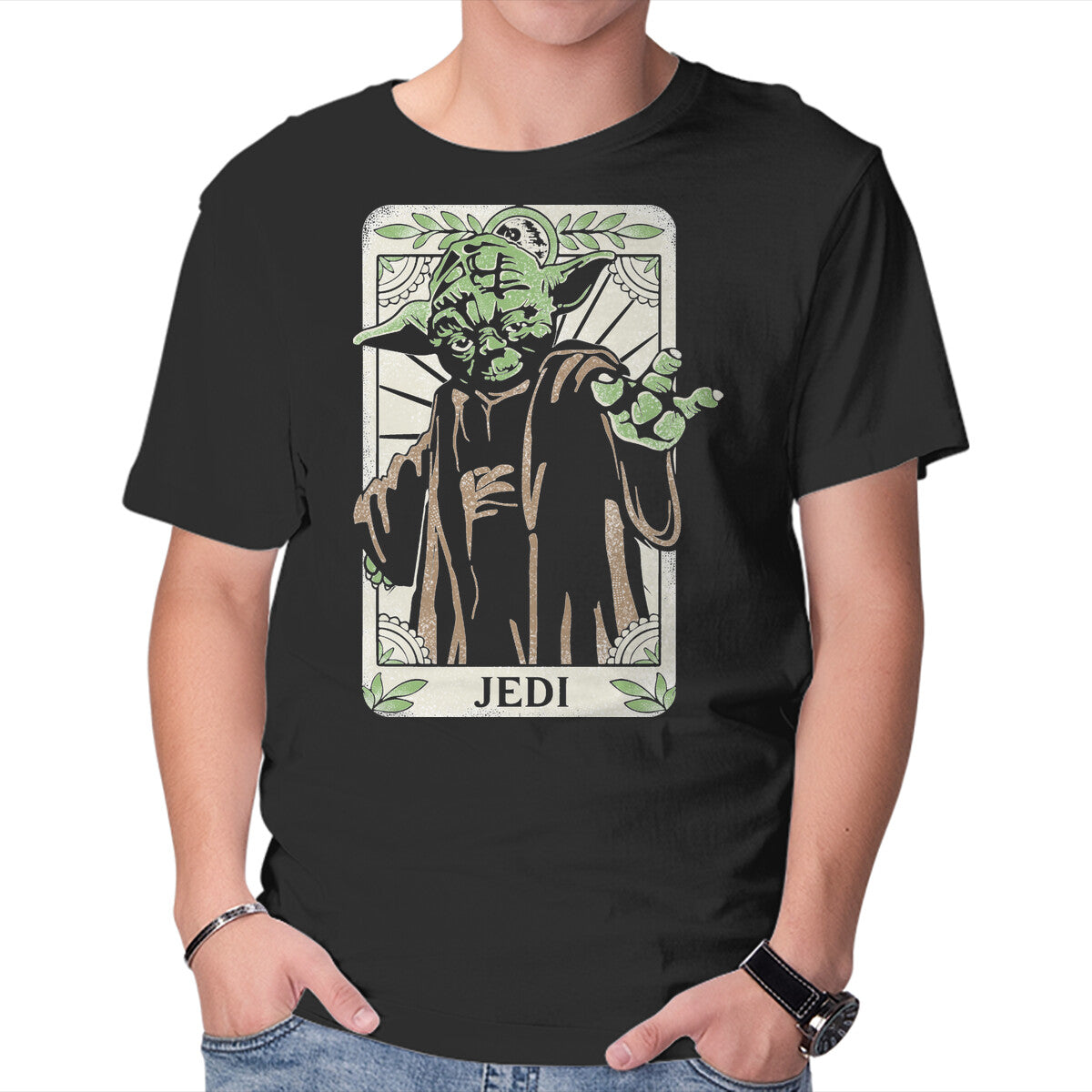 Unisex Crew Neck T-Shirt Jedi Tarot Graphic Short Sleeve Casual Tee S