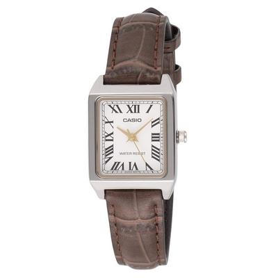 Standard Analog Chrome Plated Leather Strap White Dial Quartz LTP-V007L-7B2 Women's Watch