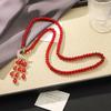 Retro Red Crystal Pendant Necklace: Versatile, High-End Fashion Accessory for Women