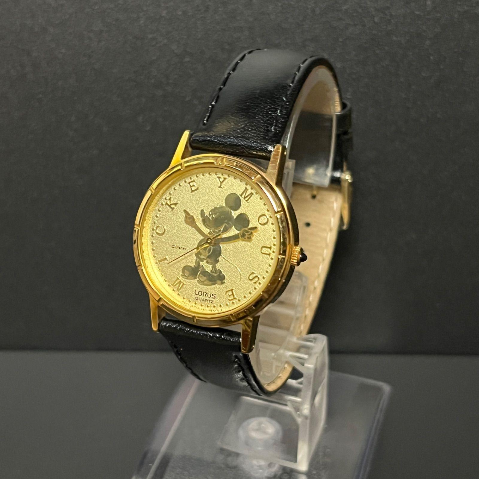 Used [Working Item] Rare 90 s Vintage LORUS Gold Mickey Watch V811-1400 Battery replaced, operation confirmed