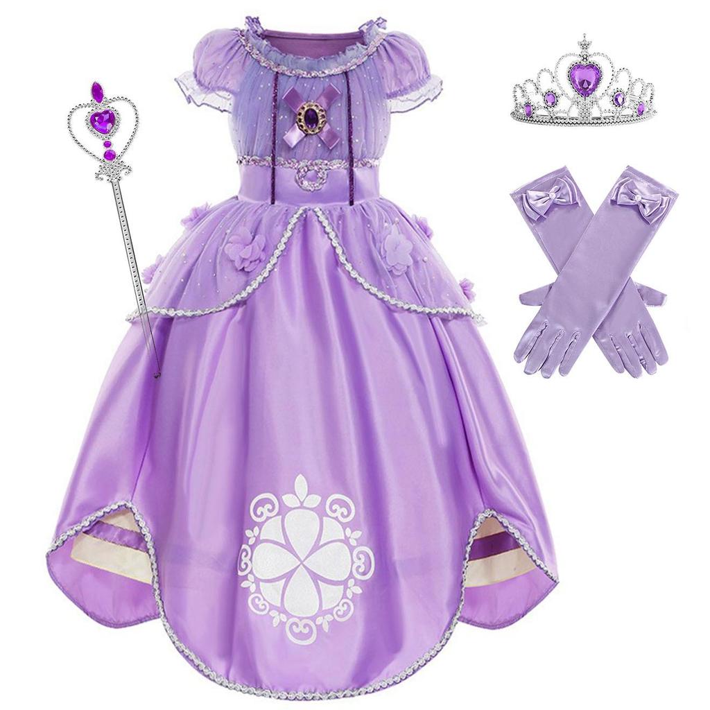 Prinzessin Sophia Halloween-Kleid für Kinder mit Ärmeln