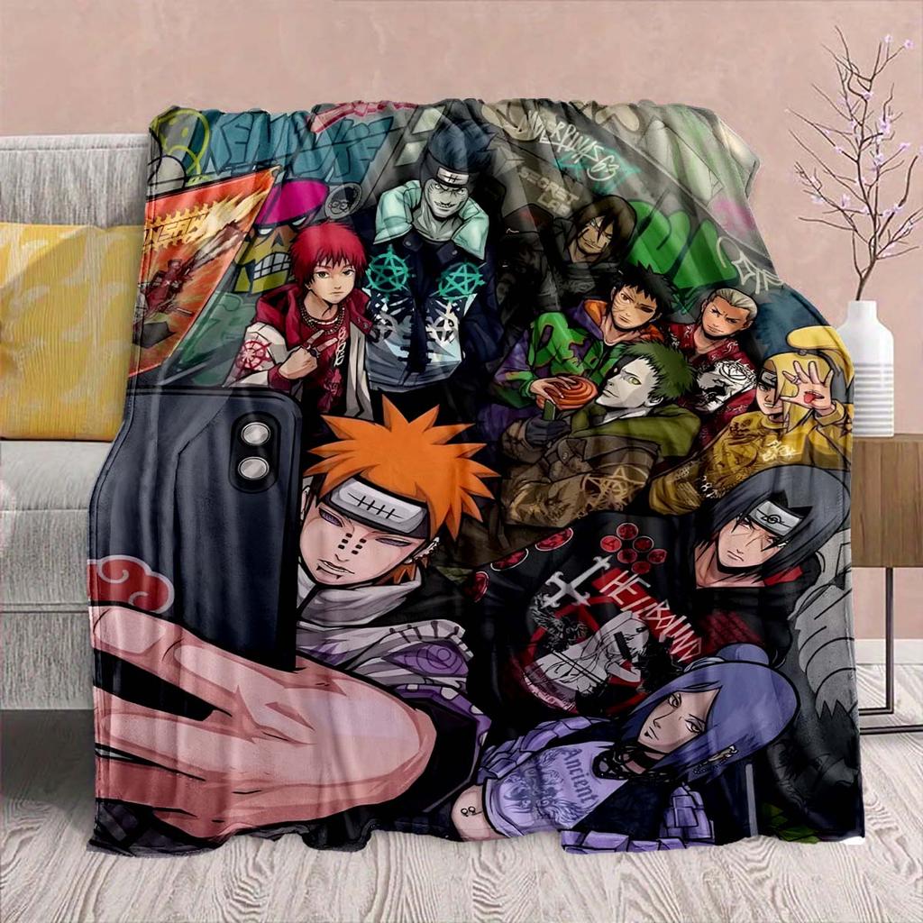 Naruto Anime Flannel Blanket - Soft Warm Perfect for Sofa, Bedding Camping Travel Office Home Decor -QJY
