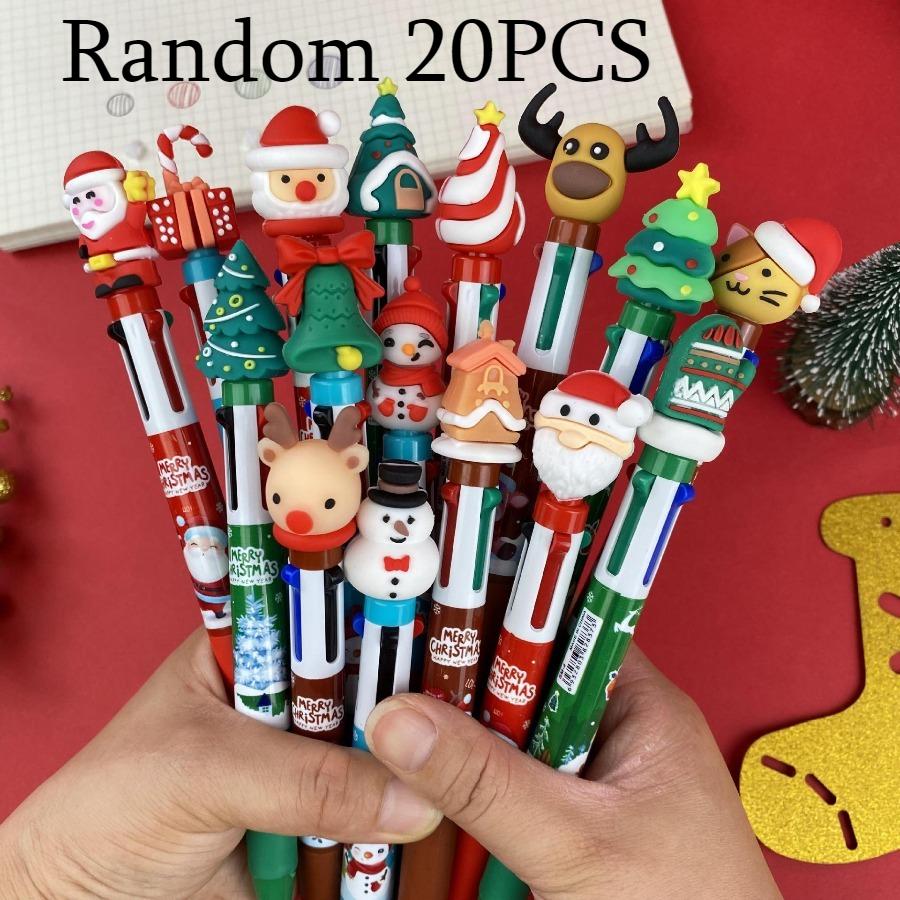 

20 шт. Рождественские 4 цвета 0,5 мм выдвижные ручки для студентов, граффити, рисования, в форме оленя, рождественской елки, Санта-Клауса, рождественский подарок для вечеринки, канцелярские товары 20Pcs