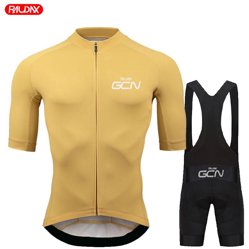 Raudax GCN Team Cycling Jersey Set Summer Short Sleeves Cycling Clothing Maillot Ropa Ciclismo Outdoor Riding Bike Uniform