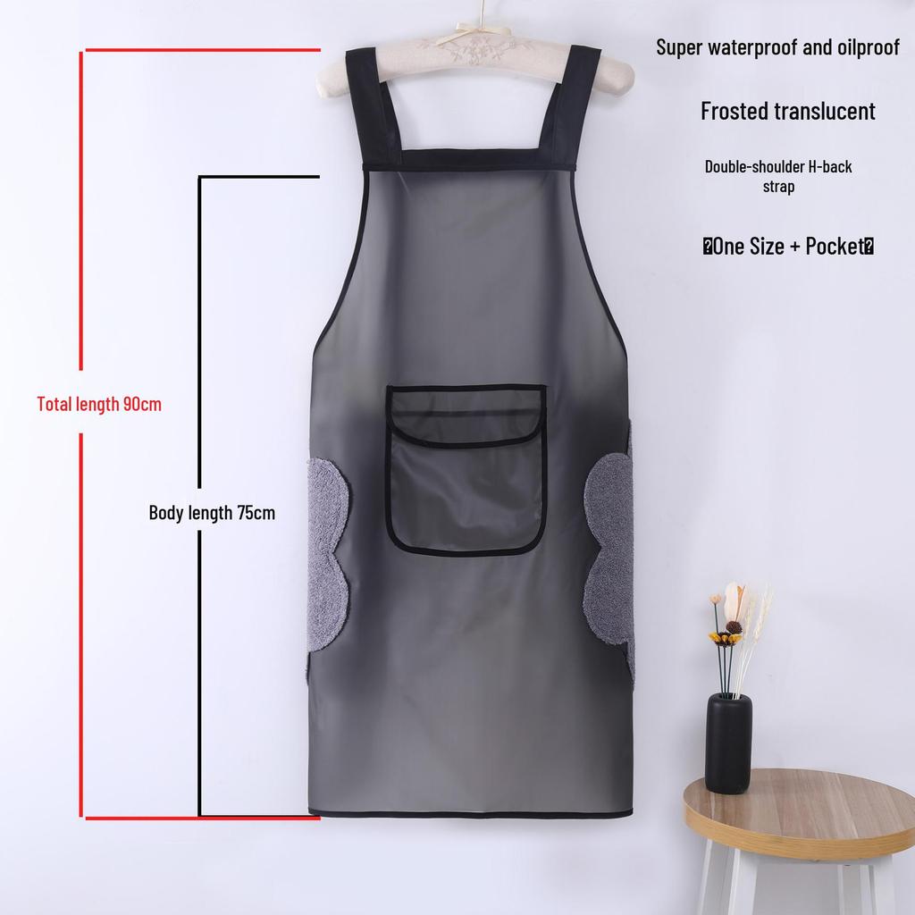 Waterproof Oil-Proof Semi-Transparent TPU Cooking Apron for Adults - Soft Leather, Hand Wiping, and Extended Coverage for Dishwashing.