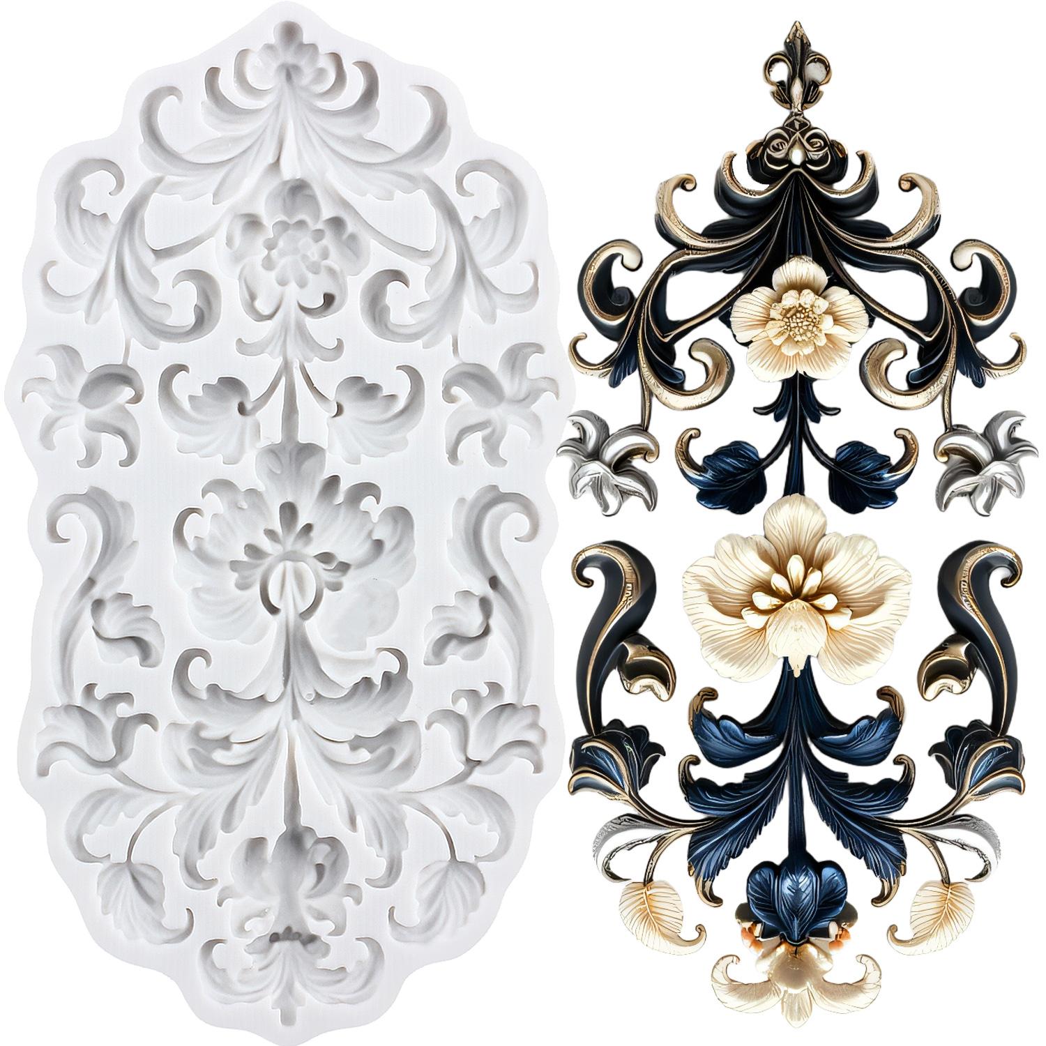 

Baroque Style Silicone Mold Curlicues Scroll Lace Fondant Molds Cake Decorating Tools Cupcake Topper Candy Sugar Craft Gum Paste Polymer Clay серый