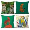 Federa Cuscino con Motivo Geometrico Animale Leopardo Federa Anti-acaro Cerniera Invisibile Peluche Corto Setoso Copricuscino per Divano