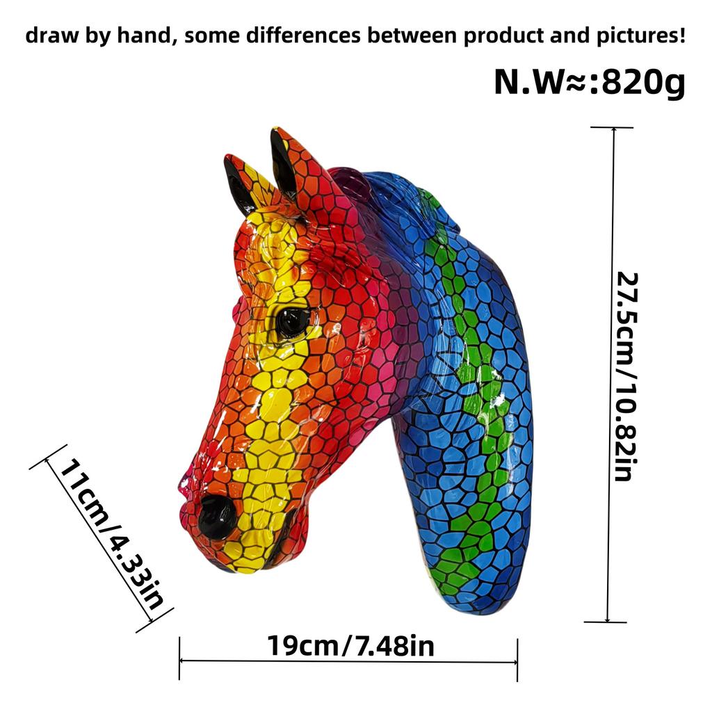 Home Use Decoration Colorful Horse Head Wall Hanging Ornaments Living Room Decoration Living Fine Room Entrance Decoration Resin Crafts