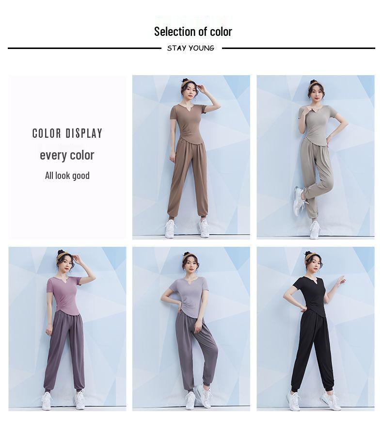 Women's Spring/Summer Yoga Suit Set - Short Sleeve Activewear for Outdoor Runs, Pilates, and Fitness Training