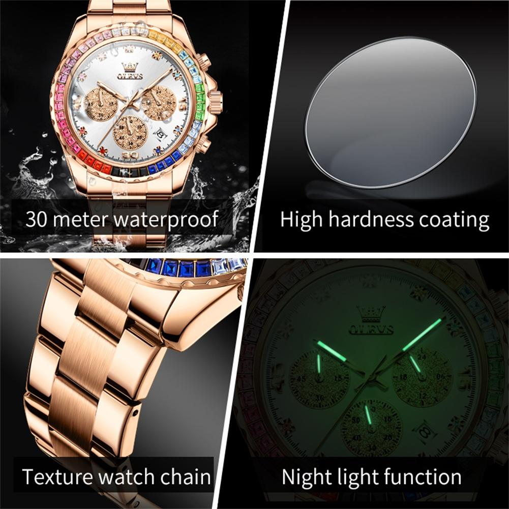 OLEVS Brand Watch Multi Functional Waterproof Luminous Three Eye Quartz Men's Watch 2939