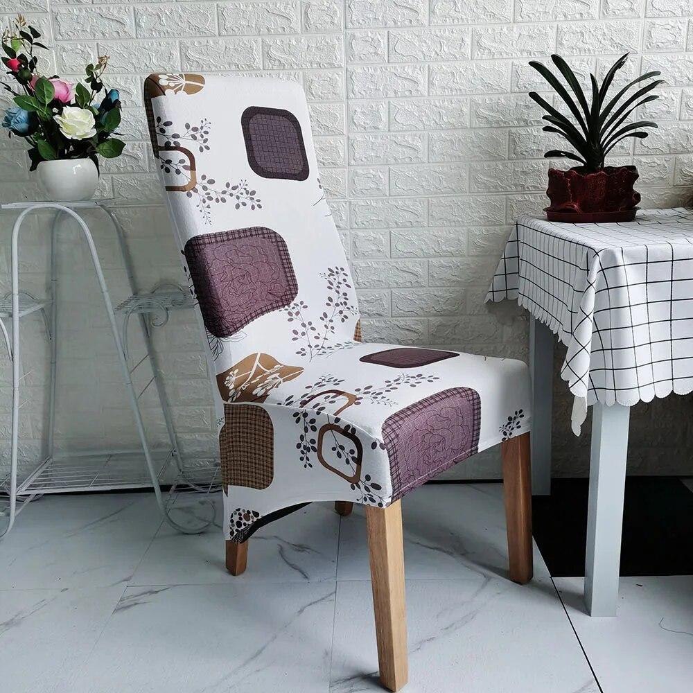 Printed King Back Chair Cover Stretch Large XL Size Chair Covers for Dining Room Home Hotel Banquet Decor Long Seat Protectors