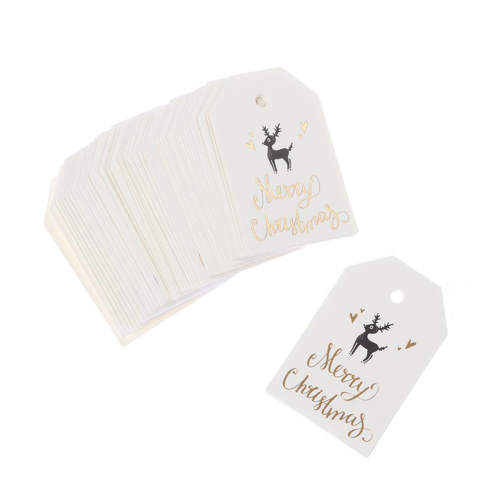 50PCS Party Cards Xmas Decoration Kraft Paper Hang Tags Gift Wrapping Christmas Labels Kraft Tag