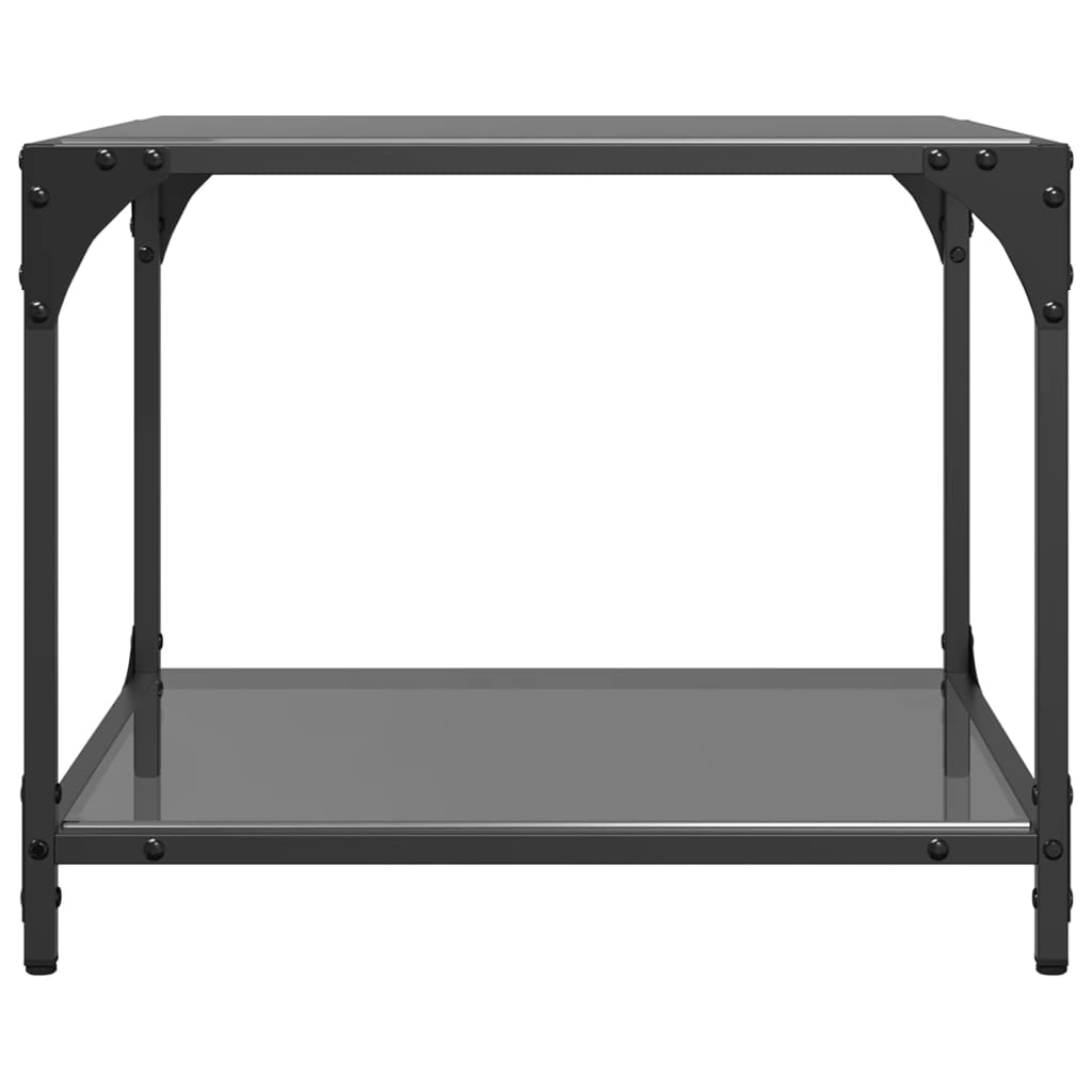 Coffee Tables with Glass Top 2 pcs Black 50x50x40 cm Steel