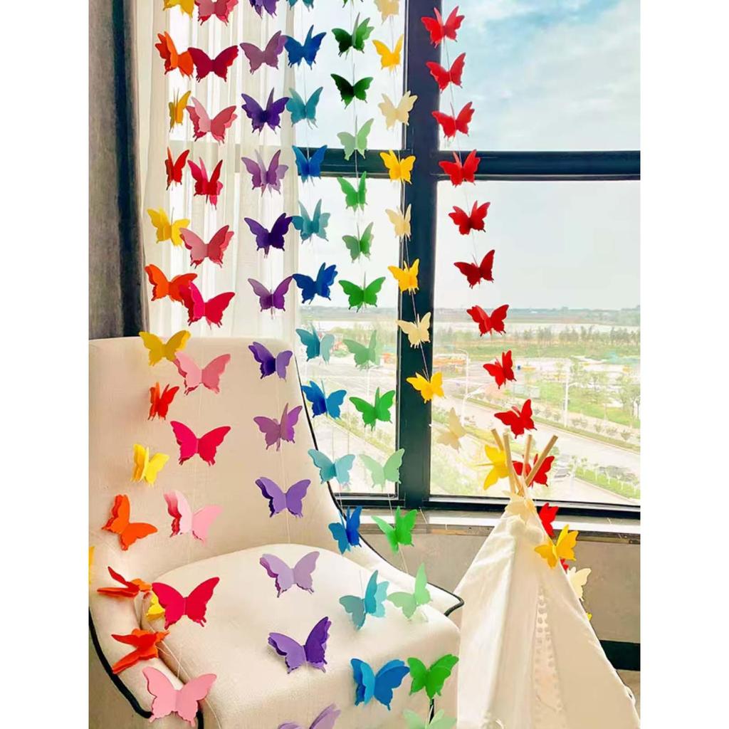 Colorful 3D Paper Butterfly Garland for Party, Wedding, and School Decoration