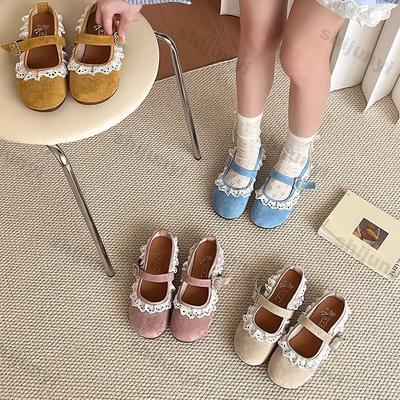 Women Shoes 2025 Summer New Fashion Round Toe Lace Women Half Drag Shoes Vintage Comfort Soft Sole Lightweight Mary Jane Flats