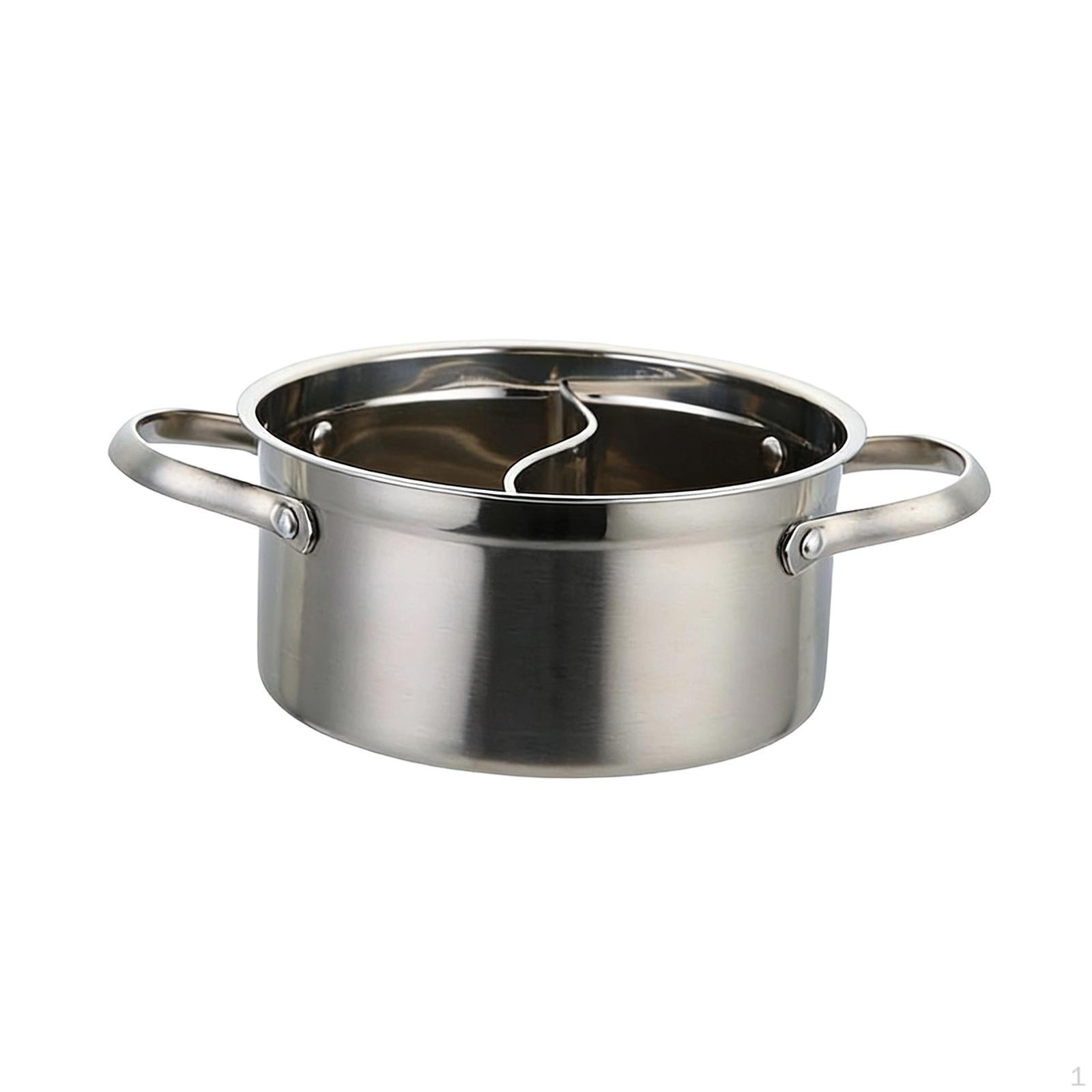 Divided Hotpot with Stainless Steel Double Compartments And Edges Handles Cookware for 16cm