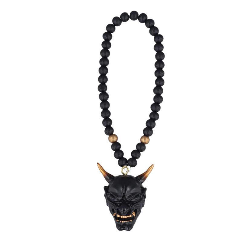 1Pc Hannya Helmet Car Accessories Charm Rear View Mirror Samurai Auto Ornament Japanese Oni Hanging Pendant