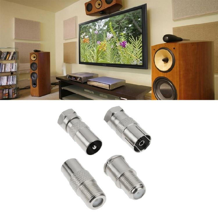 4Pcs Coaxials Cable Adapters F Male To TV9.5 Female RF Connectors For Aerials Signal Transfer