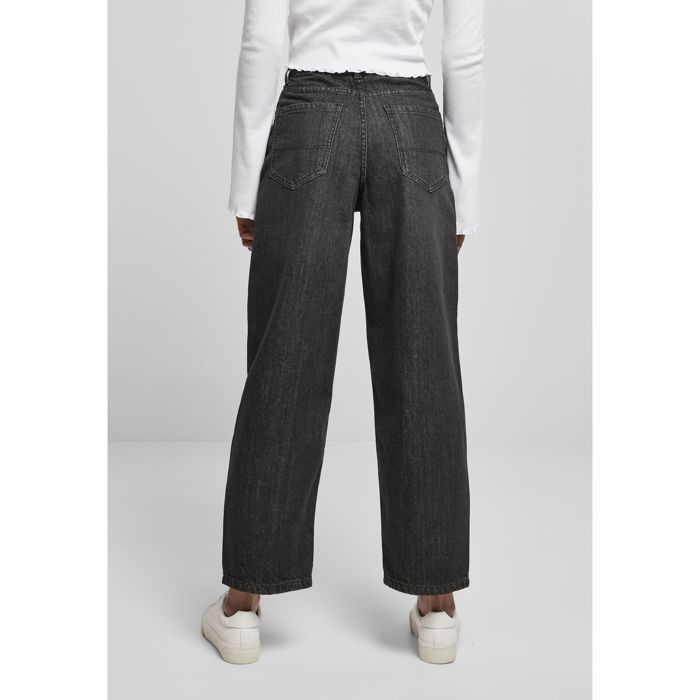 Jeans Court Femme - Urban Classics - Taille Haute - Couleur Noir - Coupe Droite - 3/4