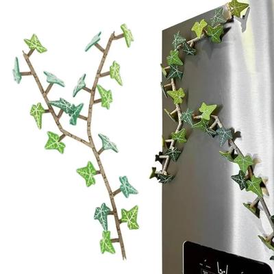 Efeu Kühlschrankmagnet mit beweglichen Stielen, 3D-gedruckte Magnete für den Kühlschrank, künstliche Efeu Kühlschrankmagnete, Einkaufszettel Magnetblock