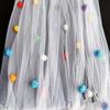 Romantic Tulle Table Runner Handmade Colorful Table Cover Pom-Poms Tablecloth  Party Decor