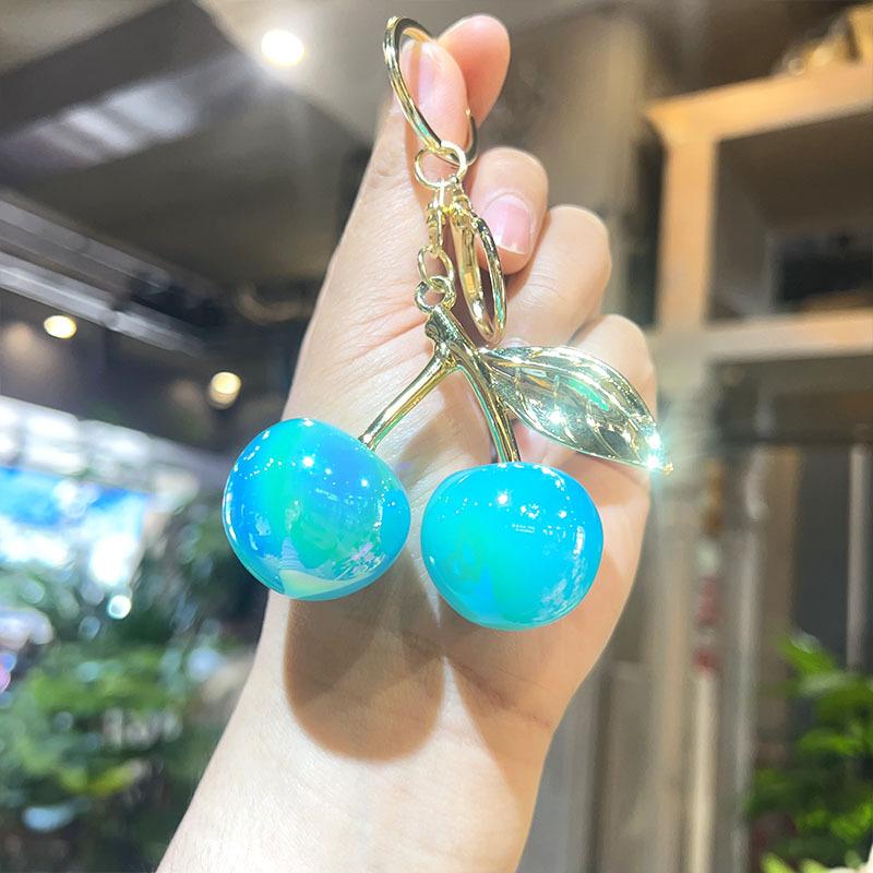 Exquisiter Niedlicher Kirsch-Schlüsselanhänger Simulierter Frucht-Schlüsselanhänger Anhänger Für Frauen Mädchen Handtaschen-Dekoration Taschenanhänger Auto-Schlüsselanhänger Geschenke