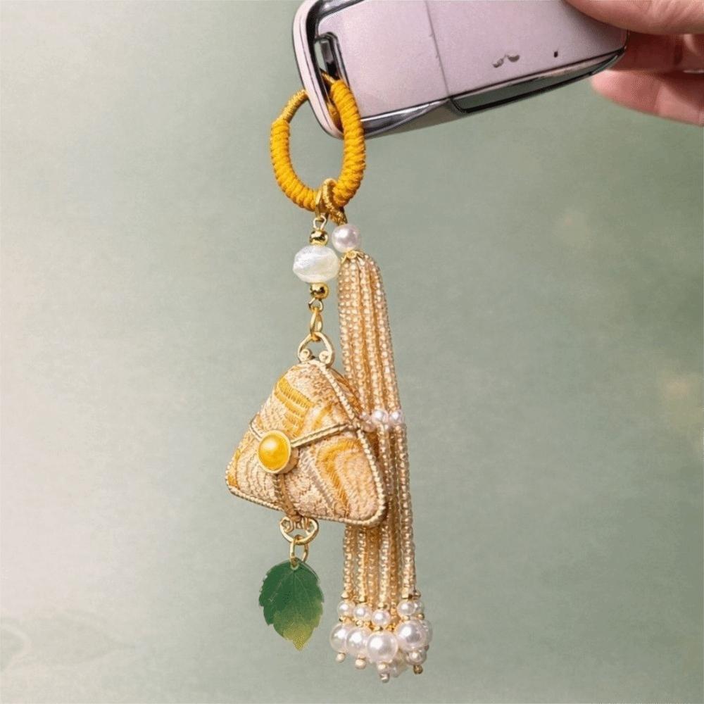 Chinese Style Dragon Boat Festival Pendant with Tassel Traditional Zongzi Doll Pendant Triangular Backpack Pendant