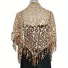 Hollow Triangle Sequin Lace Shawl Bridal Wedding Women Luxury Party Wrap Female Shiny Glitter Stole Club Scarf with Tassel