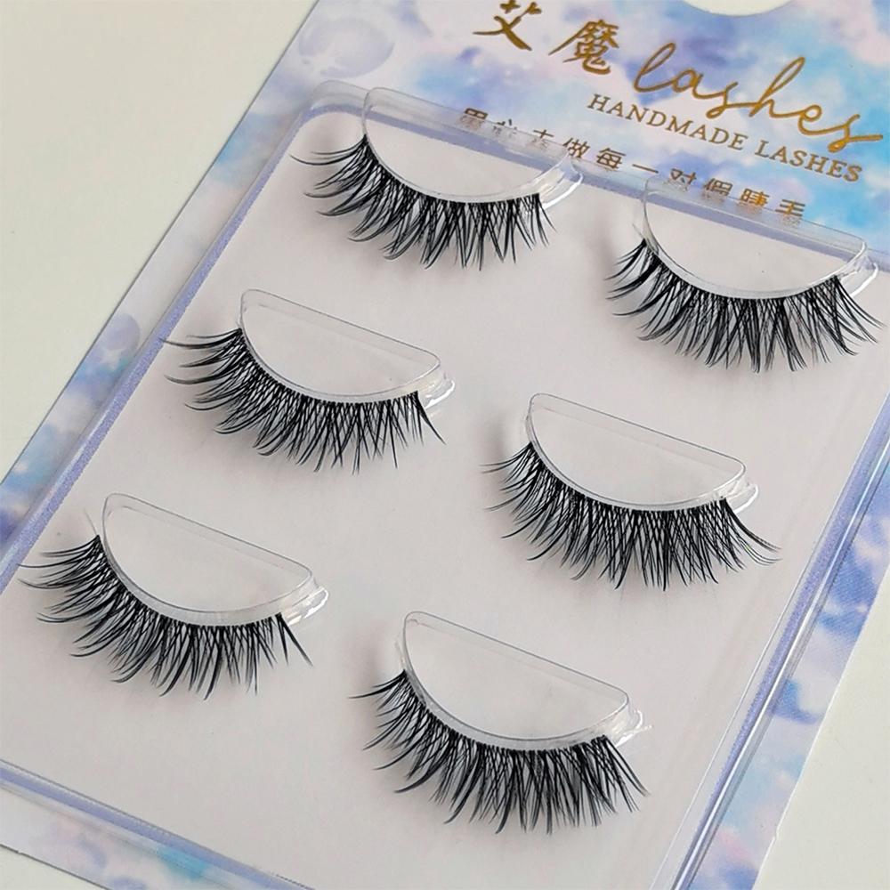Fluffy Thick Cat Eye Eyelashes Natural Fake Lashes Handmade False Eyelash  Women's Beauty