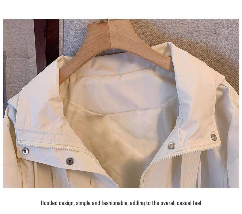 Petite Hooded Windbreaker: Casual Loose-Fit Jacket for Spring/Autumn Women