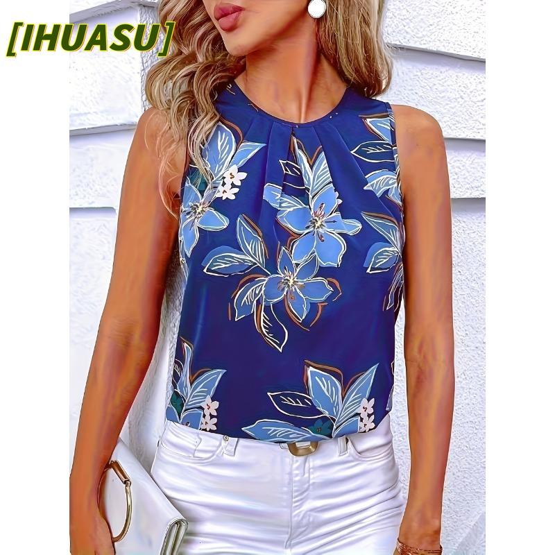JPNTKY Women's Fashion Casual Sleeveless O-Neck Blouses & Shirts