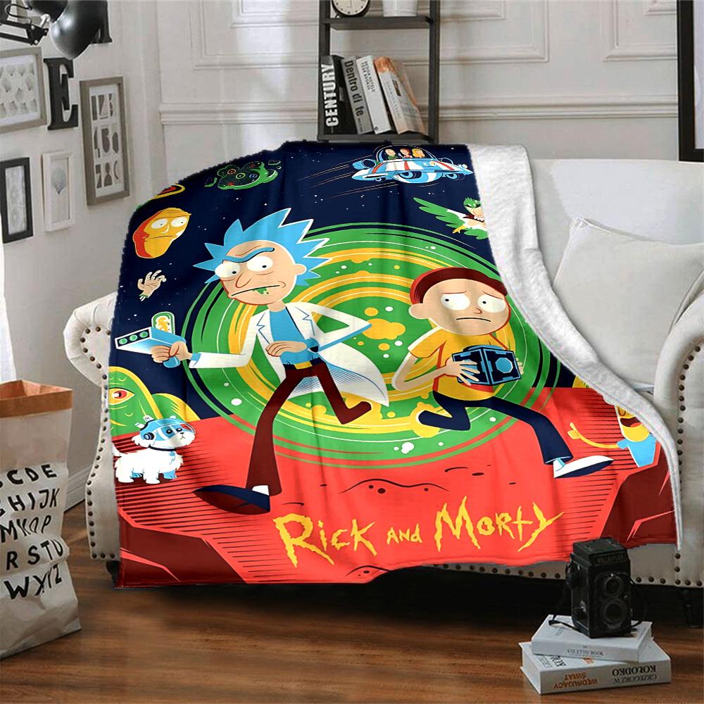1 szt. Koc Rick i Morty Lekki Flanelowy Kocyk Na Sofę, Łóżko, Podróż, Salon, Biuro, Kanapę, Krzesło I Łóżko