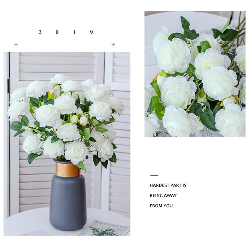 3 Heads Rose European Silk Artificial Peony Flower For Home Wedding Wall Decors