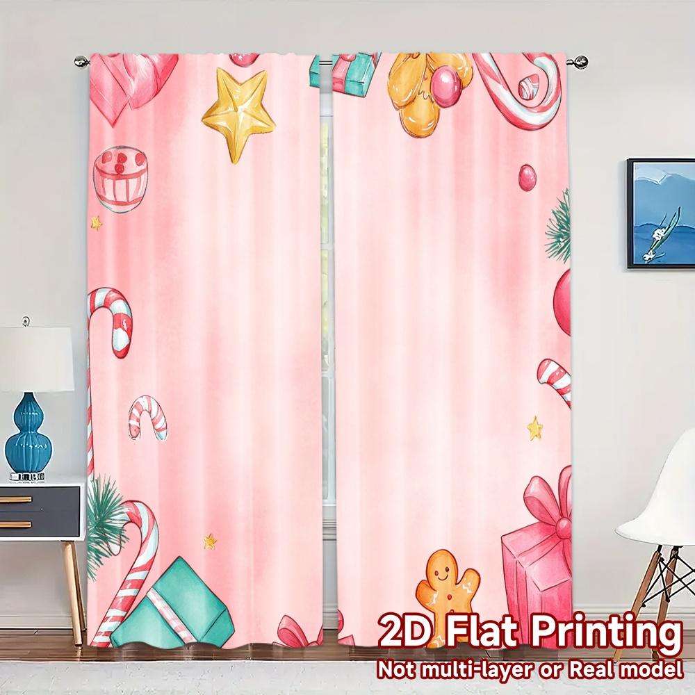 

2pcs,Curtains Christmas Bell Presents Stocking (2) Fashionable Popular Curtains Yarn Curtains Thermal Insulation, and Room 52.50×116.00 CM 2pcs
