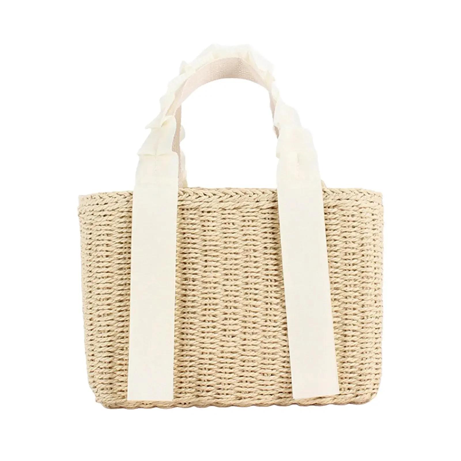Handwoven Bag Stylish Top Handle Women s Handbag for Beach Holidays Shopping