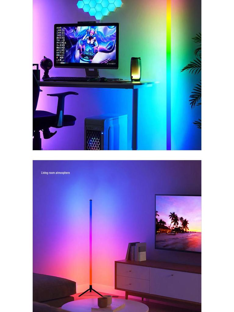 360° Voice-Control RGB Rhythm Floor Lamp - Dynamic Desktop Atmosphere Light with Full Illumination