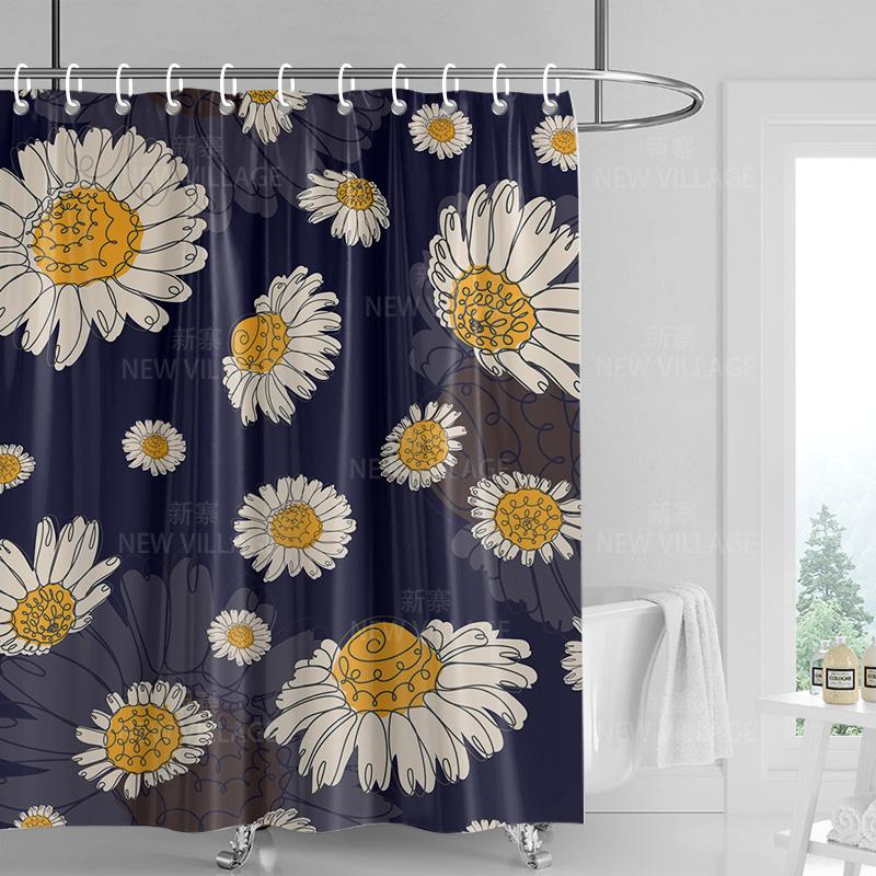 Home shower curtains bathroom Decora waterproof fabric non-slip bathmat water absorption curtain Modern nordic simple plant