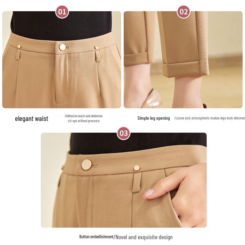 Jianhu Women's High-Waist Casual Straight-Leg Pants