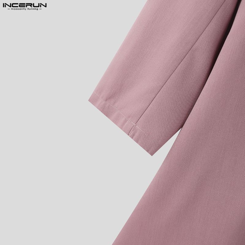 INCERUN Men Turn-down Collar Long Sleeve Irregular High Low Splits Ruffled Thin Blazer Coats