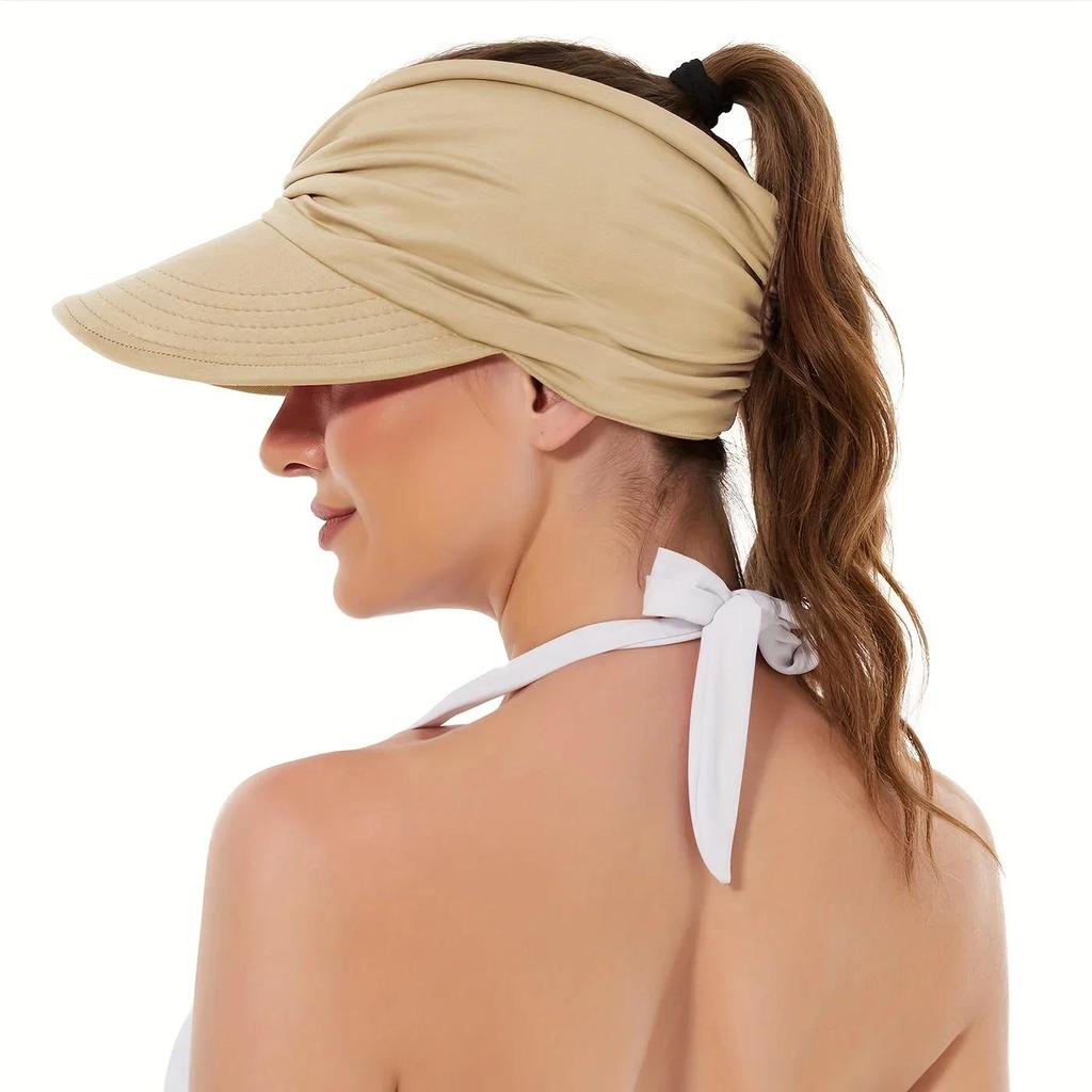 2023 Women Sun Visor Empty Top Hat Wide Brim Summer UV Protection Beach Sport Cap Easy To Carry Travel Caps Fashion Beach Summer