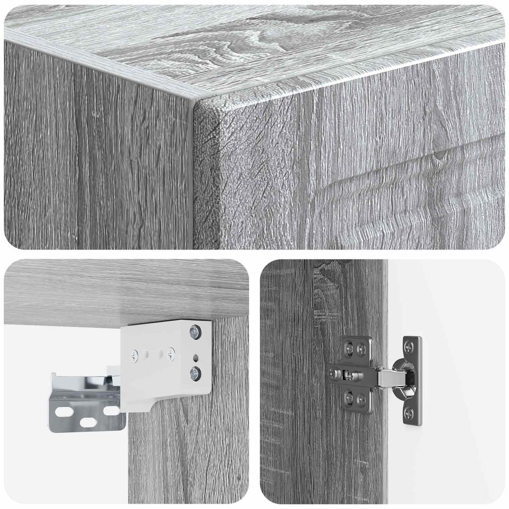 Wall Mounted Cabinet Gray Sonoma 33 x 34.5 x 90 cm Engineered Wood